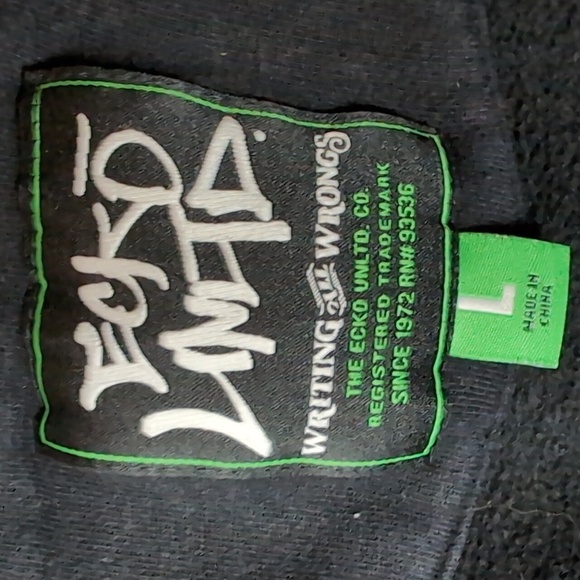 Y2K Ecko UnLimited Writing all Wrongs Men's Green/Black Hoodie Size L. - Picture 8 of 13